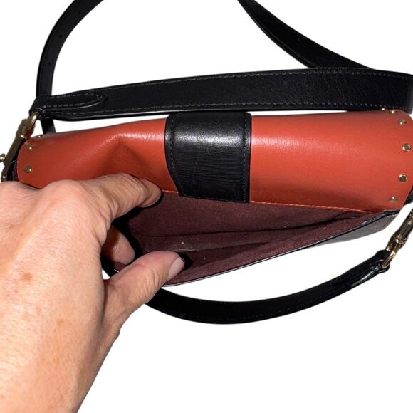 Coach Georgie Saddle Bag Terracotta Colorblock Signature Canvas Rivets Crossbody - Picture 8 of 16